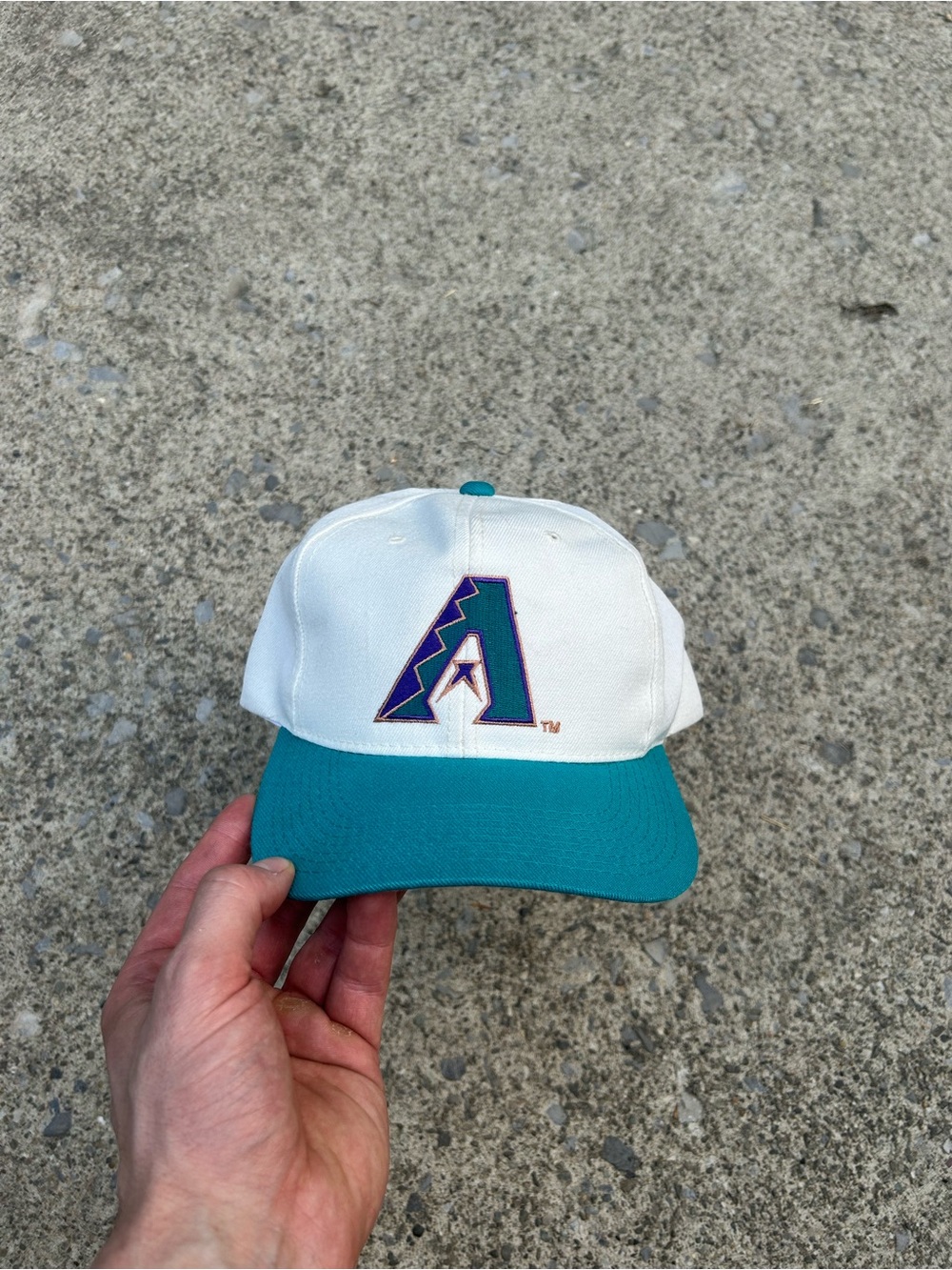 Vintage Arizona Diamondbacks Vintage Two-Tone Logo Cap - White & Teal